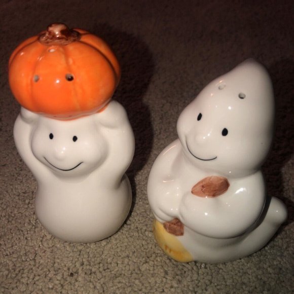King May China Salt & Pepper Shaker Set Halloween Ghost‎ Pumpkin - Picture 12 of 12